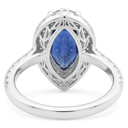 Pear Cut Sapphire And Natural Earth Mined Diamond Ring