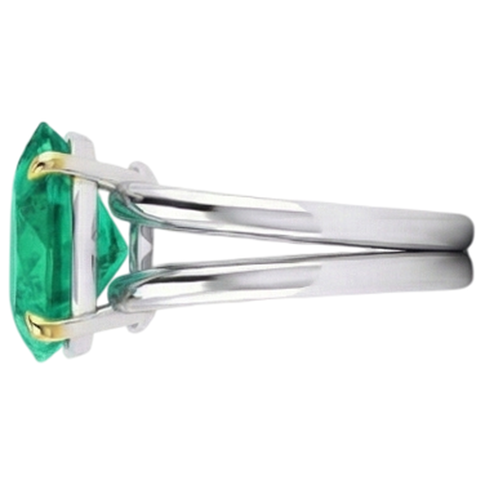 Natural Real ( Not Lab Grown ) Pear Cut Solitaire Green Emerald GIA Gem Ring