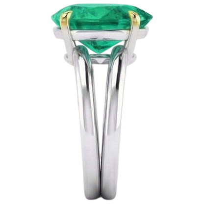 Natural Real ( Not Lab Grown ) Pear Cut Solitaire Green Emerald GIA Gem Ring