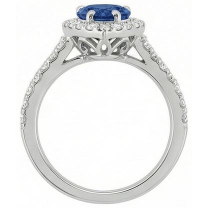 Pear Cut Sri Lankan Sapphire And Round Natural Earth Mined Diamonds 4 Carats Ring