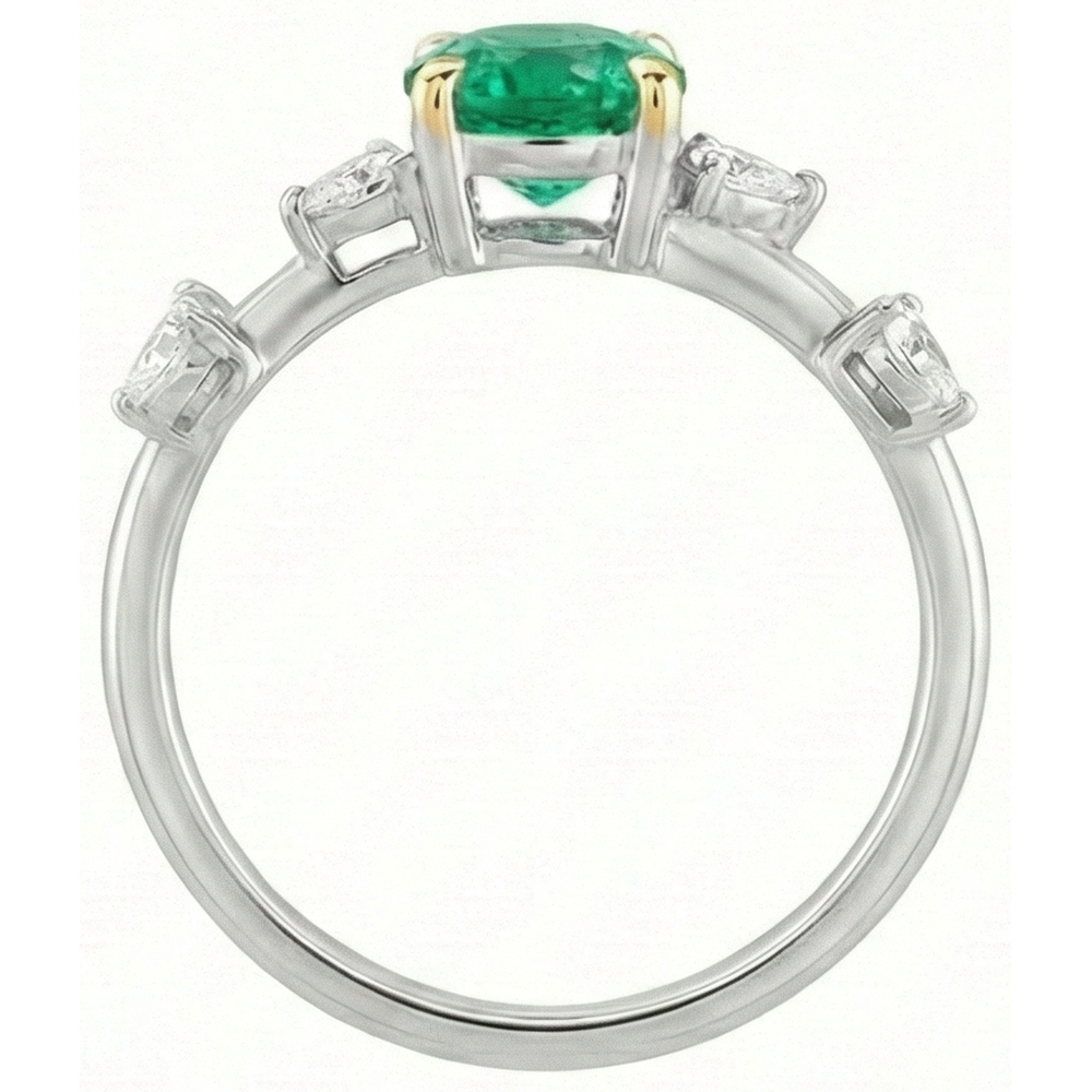 Natural Real ( Not Lab Grown ) Pear Diamond Green Emerald GIA Ring Women Jewelry