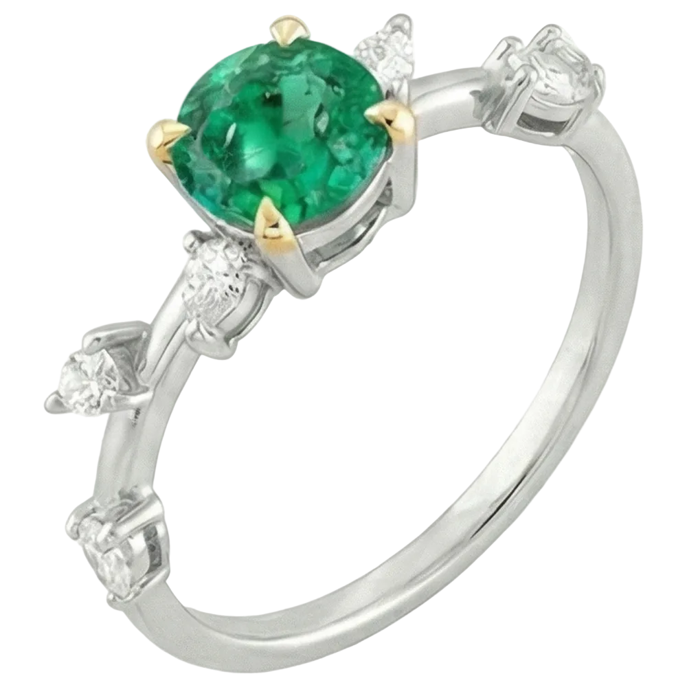Natural Real ( Not Lab Grown ) Pear Diamond Green Emerald GIA Ring Women Jewelry