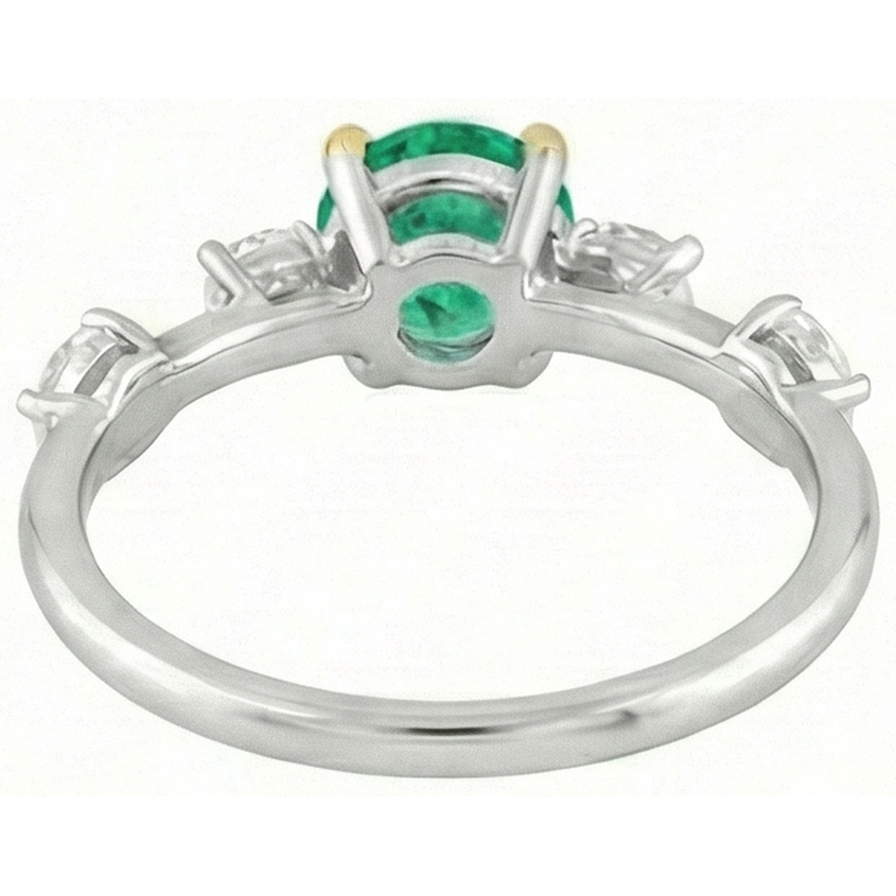 Natural Real ( Not Lab Grown ) Pear Diamond Green Emerald GIA Ring Women Jewelry