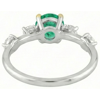 Natural Real ( Not Lab Grown ) Pear Diamond Green Emerald GIA Ring Women Jewelry