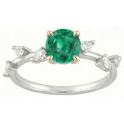 Natural Real ( Not Lab Grown ) Pear Diamond Green Emerald GIA Ring Women Jewelry