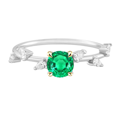 Pear Diamond Green Emerald Ring Women Jewelry