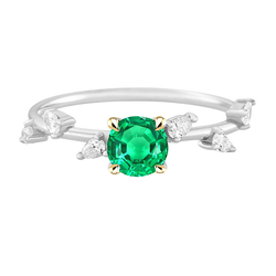 Natural Real ( Not Lab Grown ) Pear Diamond Green Emerald GIA Ring Women Jewelry