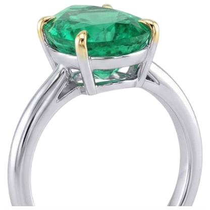Natural Real ( Not Lab Grown ) Pear Gemstone Solitaire Ring Comfort Fit Green Emerald GIA