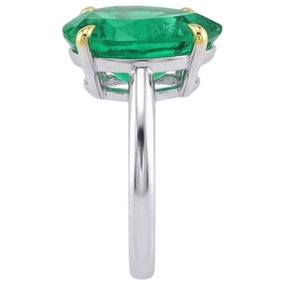Natural Real ( Not Lab Grown ) Pear Gemstone Solitaire Ring Comfort Fit Green Emerald GIA