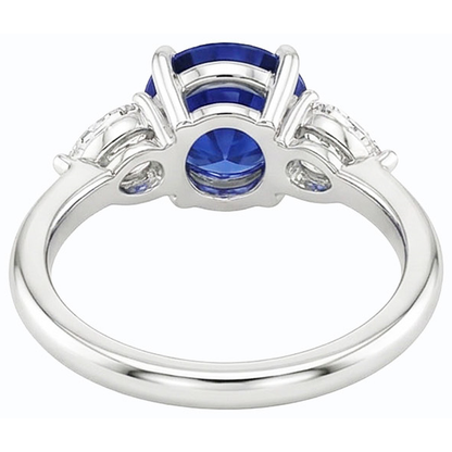 natural round sapphire 3ct ring top view