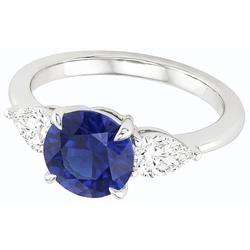 Natural Sapphire Ring 3ct - White Gold 14K