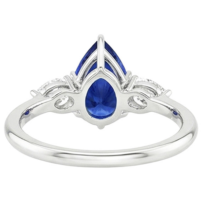 natural pear sapphire 4.50ct ring on white background