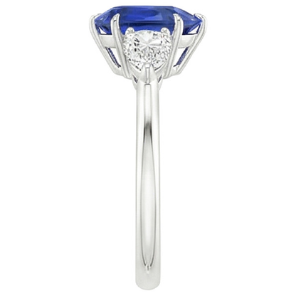 natural pear sapphire 4.50ct ring profile view