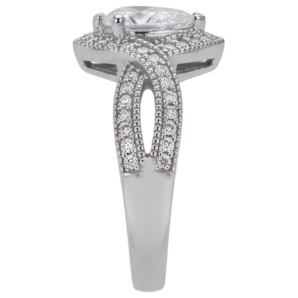 Pear Natural Earth Mined Diamond Engagement Ring 1.25 Carat Twisted Shank Accent WG 14K
