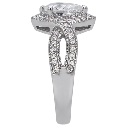 Pear Natural Earth Mined Diamond Engagement Ring 1.25 Carat Twisted Shank Accent WG 14K