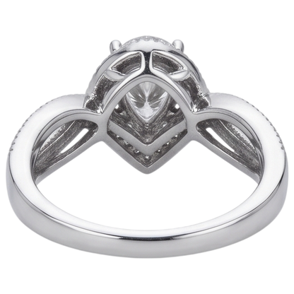 Pear Natural Earth Mined Diamond Engagement Ring 1.25 Carat Twisted Shank Accent WG 14K