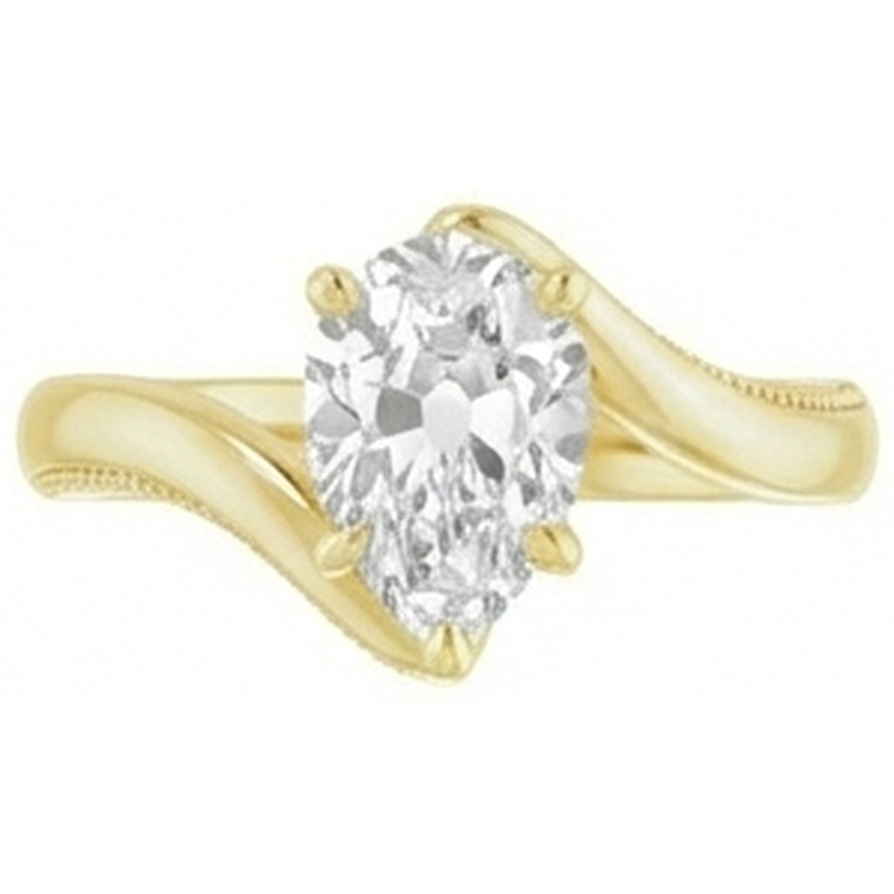 natural pear diamond 2ct ring top view