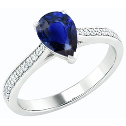 Natural Sapphire Ring 3ct - White Gold 14K