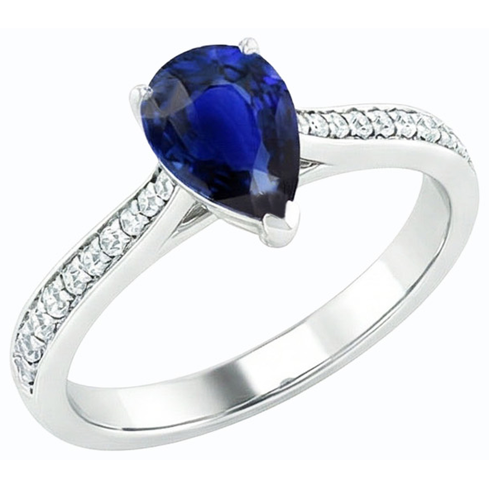 natural round sapphire 3ct ring front view