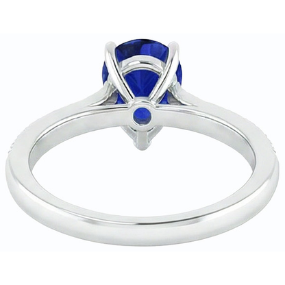 natural round sapphire 3ct ring profile view
