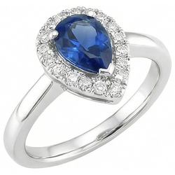 Pear Shape Ceylon Sapphire Natural Earth Mined Diamonds Ring 3.30 Ct 14K White Gold 14K