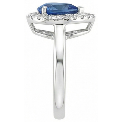 Pear Shape Ceylon Sapphire Natural Earth Mined Diamonds Ring 3.30 Ct 14K White Gold 14K