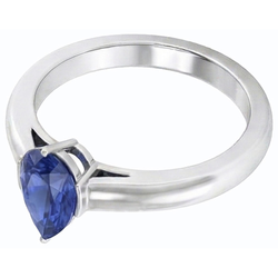 Pear Solitaire Natural Blue Sapphire Ring 1.50 Carats