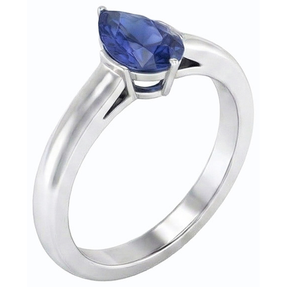 Pear Solitaire Natural Blue Sapphire Ring 1.50 Carats
