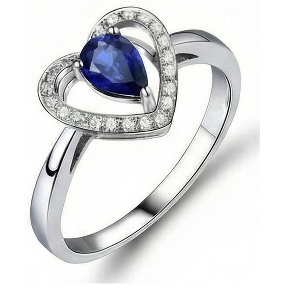 Pear Sri Lankan Sapphire And Round Natural Earth Mined Diamond 2.25 Carats Ring