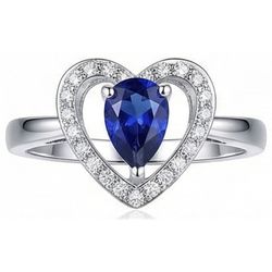 Pear Sri Lankan Sapphire And Round Natural Earth Mined Diamond 2.25 Carats Ring