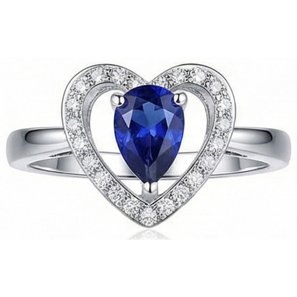 Pear Sri Lankan Sapphire And Round Natural Earth Mined Diamond 2.25 Carats Ring
