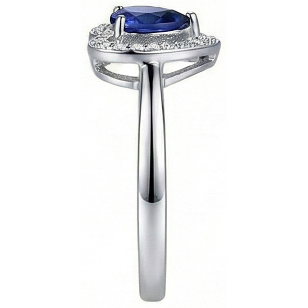 Pear Sri Lankan Sapphire And Round Natural Earth Mined Diamond 2.25 Carats Ring