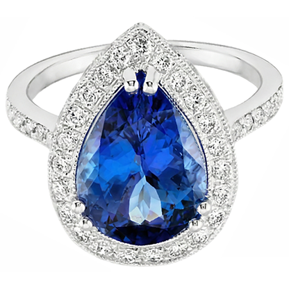 Pear Tanzanite And Natural Earth Mined Diamond Wedding Ring Gold 2.25 Carats Jewelry