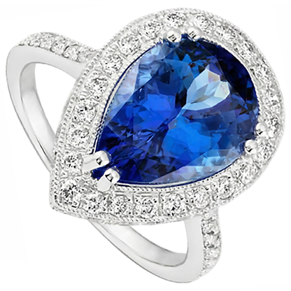 Pear Tanzanite And Natural Earth Mined Diamond Wedding Ring Gold 2.25 Carats Jewelry