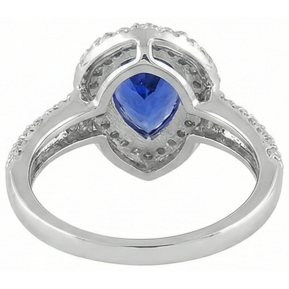 Pear Tanzanite Halo Pave Natural Earth Mined Diamonds 4.40 Carat Fancy Ring WG 14K Jewelry
