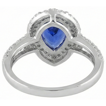 Pear Tanzanite Halo Pave Natural Earth Mined Diamonds 4.40 Carat Fancy Ring WG 14K Jewelry