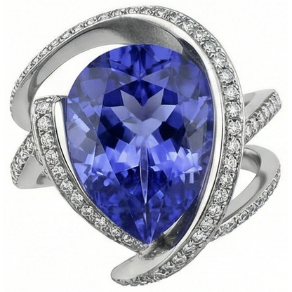 Pear Tanzanite Natural Earth Mined Diamond Ring 5 Carat Gemstone White Gold 14K Jewelry