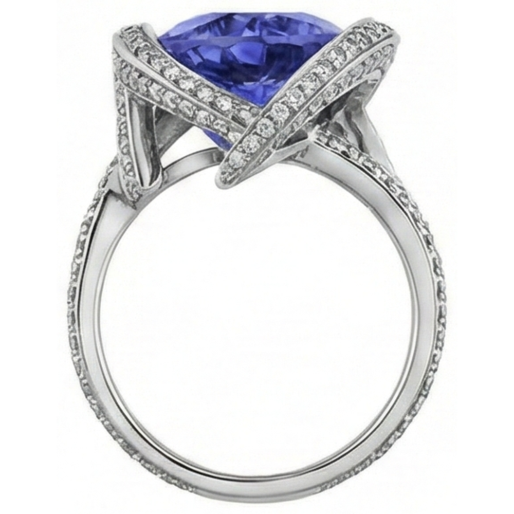 Pear Tanzanite Natural Earth Mined Diamond Ring 5 Carat Gemstone White Gold 14K Jewelry