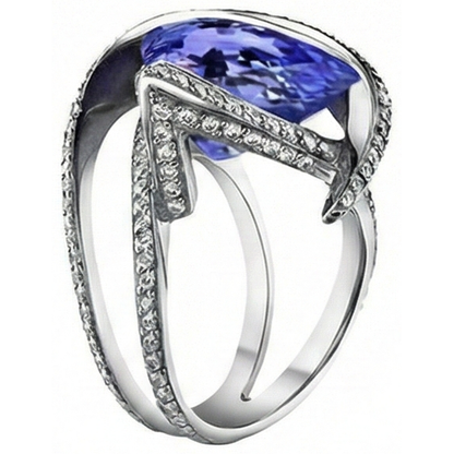 Pear Tanzanite Natural Earth Mined Diamond Ring 5 Carat Gemstone White Gold 14K Jewelry
