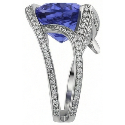Pear Tanzanite Natural Earth Mined Diamond Ring 5 Carat Gemstone White Gold 14K Jewelry