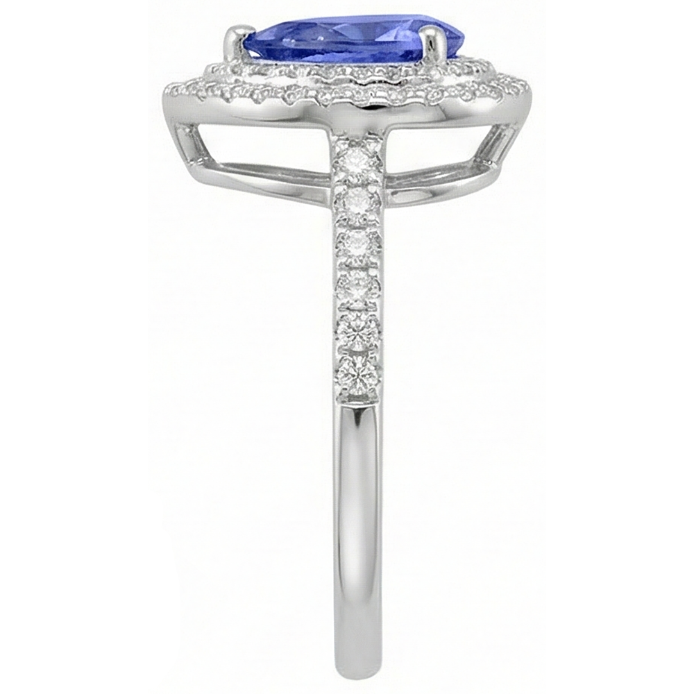Pear Tanzanite With Natural Earth Mined Diamonds 5.25 Ct Wedding Ring White Gold 14K
