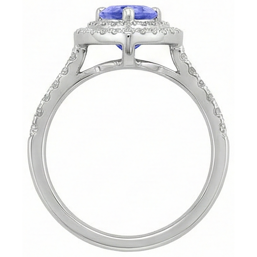 Pear Tanzanite With Natural Earth Mined Diamonds 5.25 Ct Wedding Ring White Gold 14K