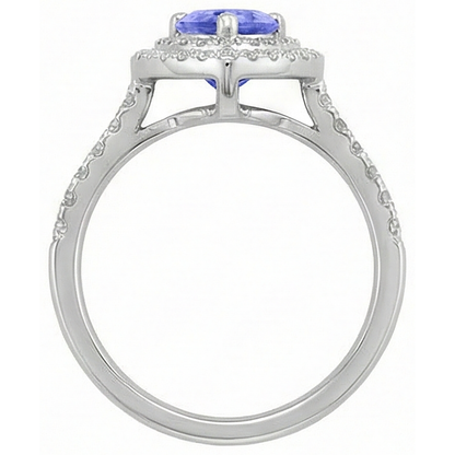 Pear Tanzanite With Natural Earth Mined Diamonds 5.25 Ct Wedding Ring White Gold 14K