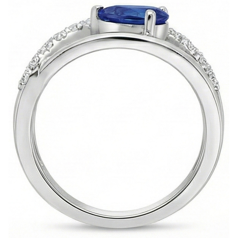 Pear & Round 2.65 Carats Sapphire Natural Earth Mined Diamond Ring White Gold 14K