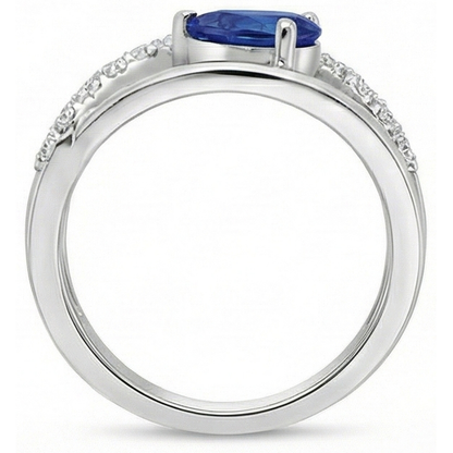 Pear & Round 2.65 Carats Sapphire Natural Earth Mined Diamond Ring White Gold 14K