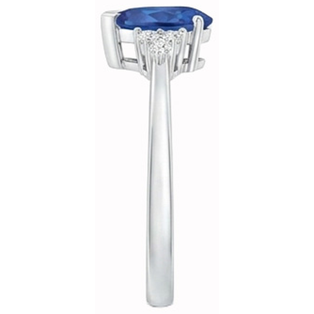 Pear & Round Cut Ceylon Sapphire Natural Earth Mined Diamond Ring 1.85 Ct. White Gold 14K