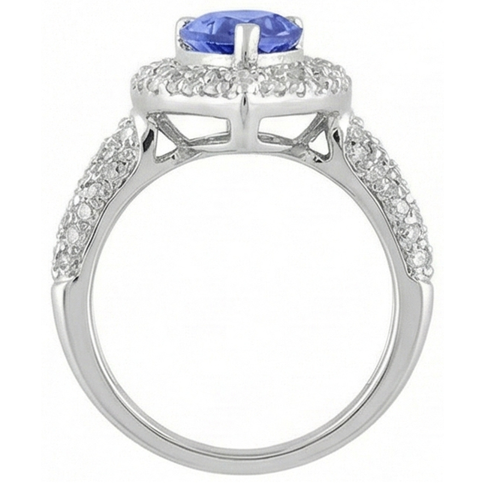 Pear & Round Sri Lankan Blue Sapphire Natural Earth Mined Diamond Ring 4.40 Carat WG 14K