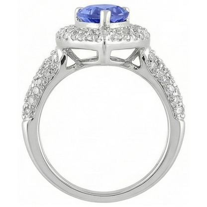 Pear & Round Sri Lankan Blue Sapphire Natural Earth Mined Diamond Ring 4.40 Carat WG 14K