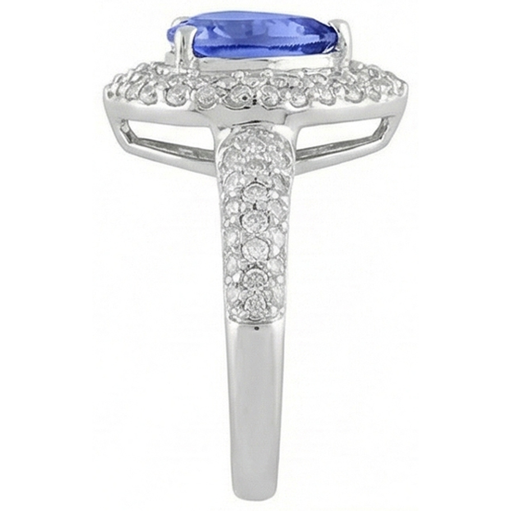 Pear & Round Sri Lankan Blue Sapphire Natural Earth Mined Diamond Ring 4.40 Carat WG 14K