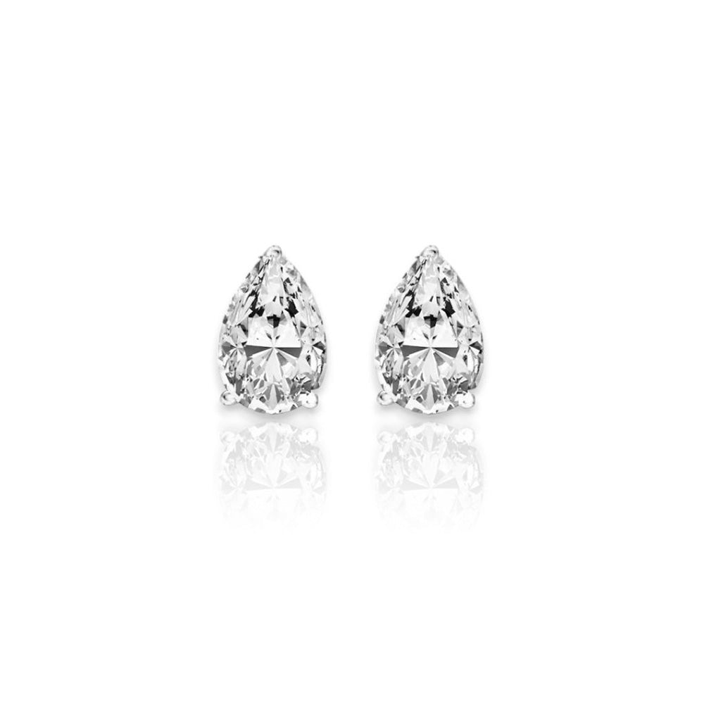 Pear Cut 3.40 Carats Natural Earth Mined Diamonds Studs Earrings White Gold